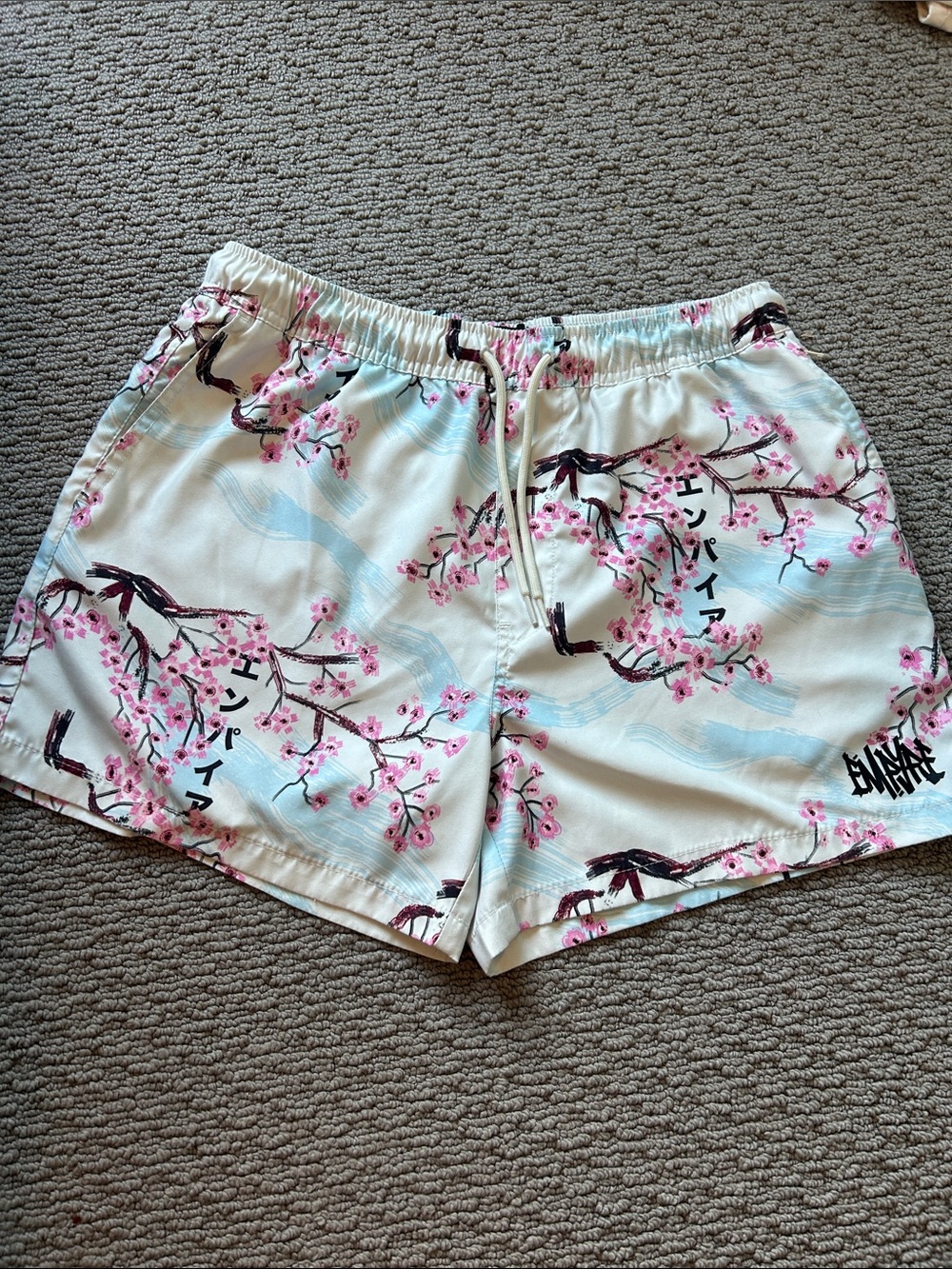 Empyre White Cherry Blossom Athletic Shorts